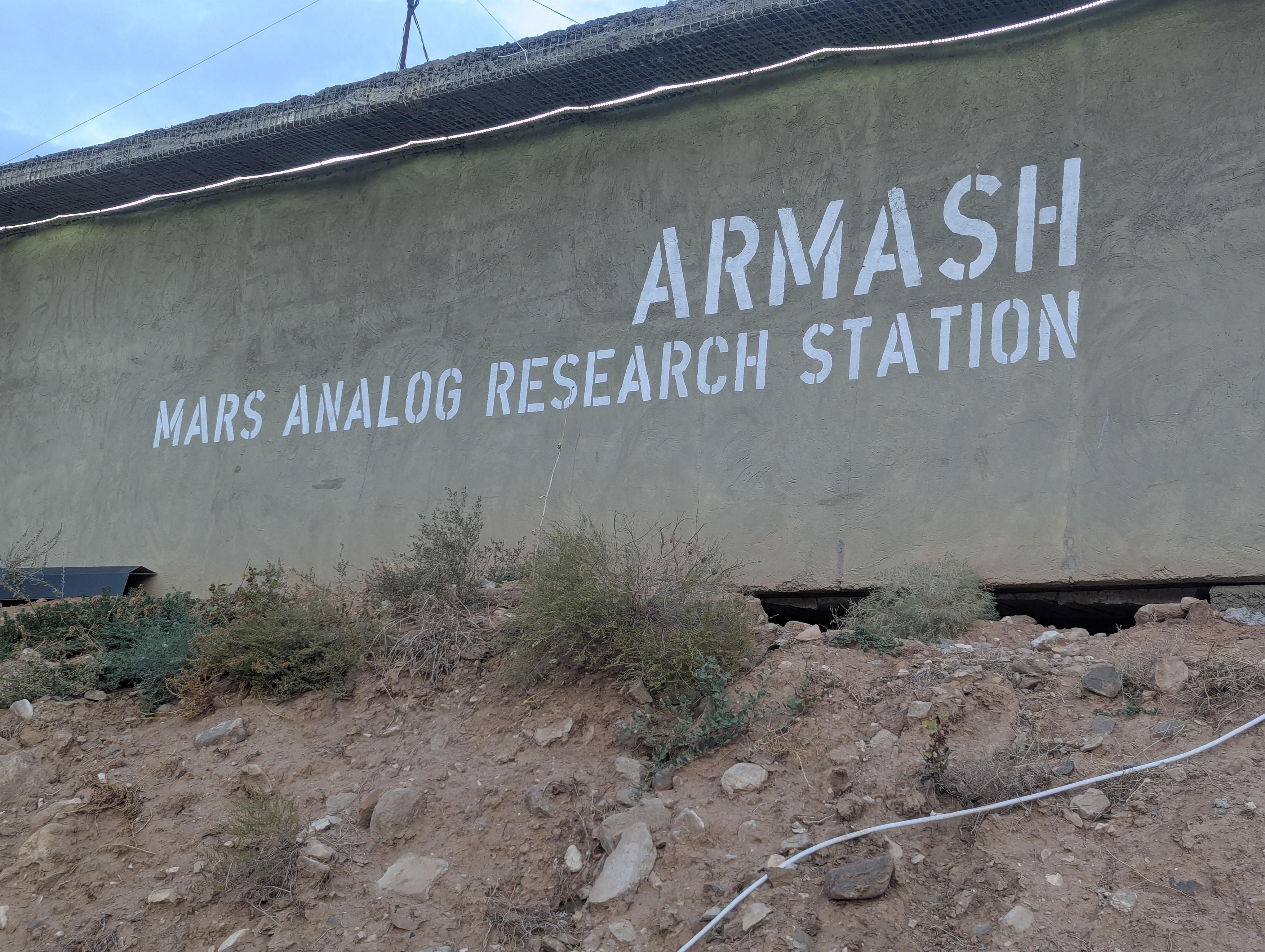 View of the Armash Habitat against the horizon, Mt. Ararat in the distance.
