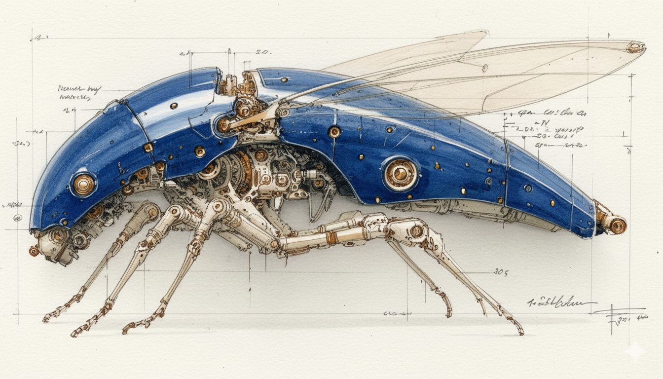 Field illustration of a J.O.E.Y. internal observation drone.