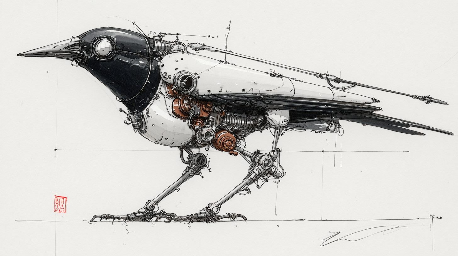 Field illustration of a W.H.E.A.T.E.A.R. sentry drone.